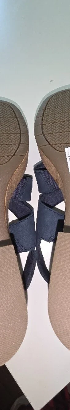 Clarks Navy Suede Wedge Sandals